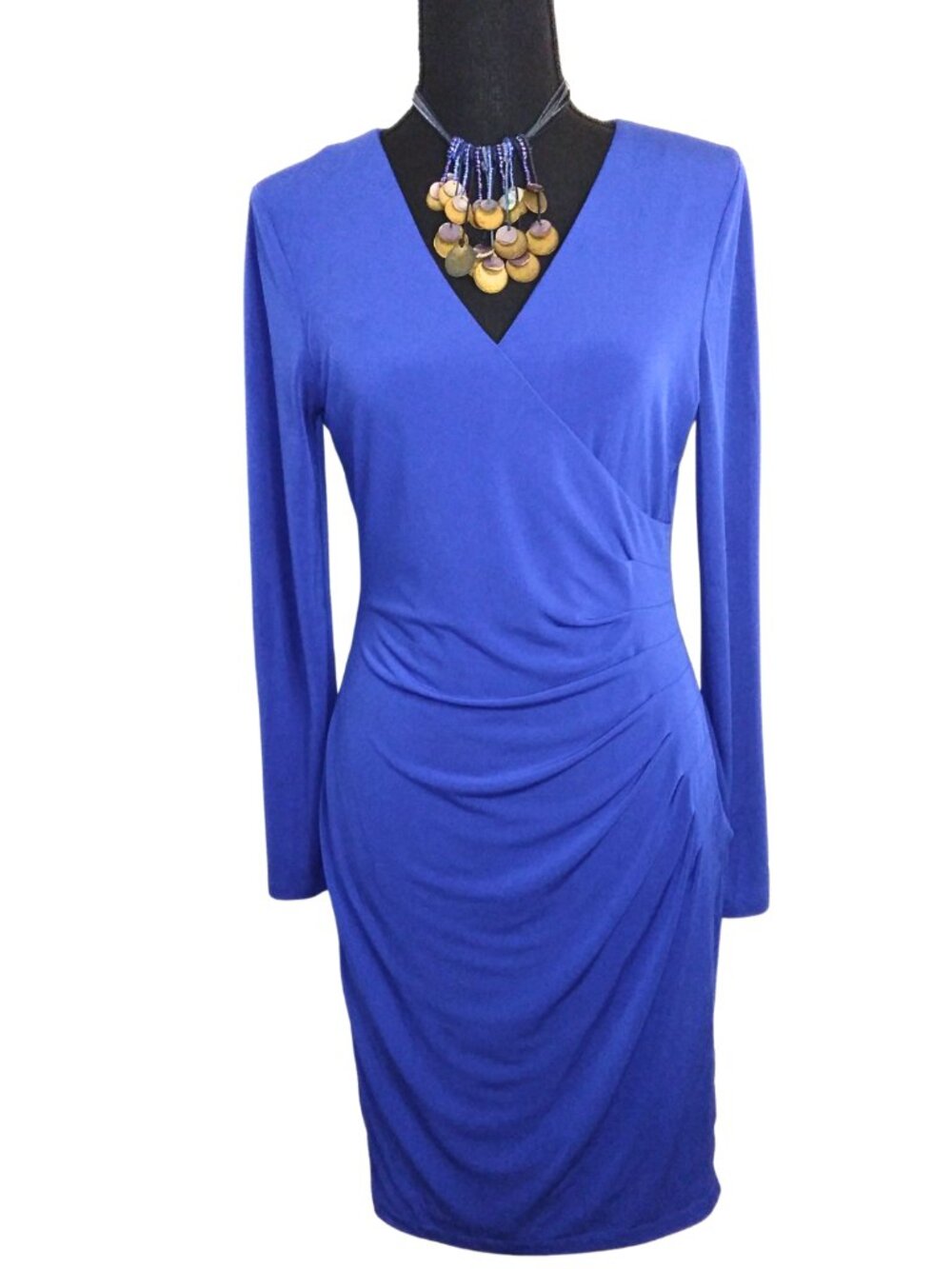 CALVIN KLEIN ROYAL BLUE WRAP DRESS - SIZE 8